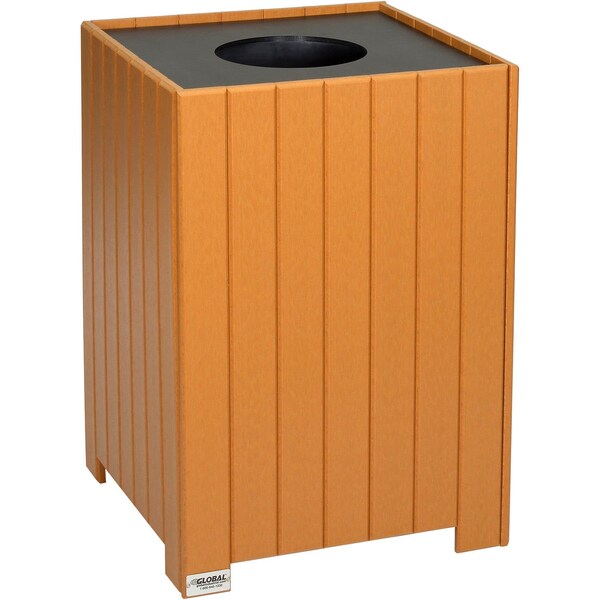 Global Industrial Recycled Plastic Square Trash Can With Liner, 32 Gallon, Cedar 641322CD - main